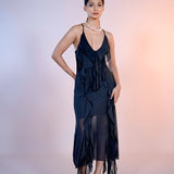 Black Ruffle Chiffon Dress