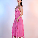 Pink Ruffle Chiffon Dress