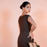 Brown Side Slit Dress