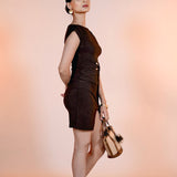Brown Side Slit Dress