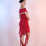 Red Ruffle Mesh Dress