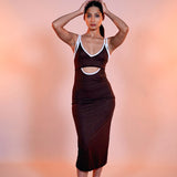 Brown Ribbed Edge Dress
