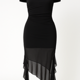 Black Ruffle Mesh Dress