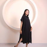 Black Button Tunic Top