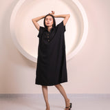 Black Button Tunic Top