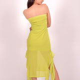 Lime Green Gradient Lycra Mesh Strapless Dress