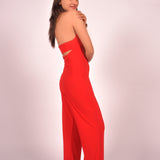 Red Celeste Halter Jumpsuit