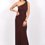Chestnut Charm One-Shoulder Gown Dress