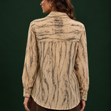 Beige Shimmer Streak Shirt