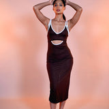 Brown Ribbed Edge Dress