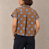 Camel Blue Polka Dot Boxy Crop Shirt