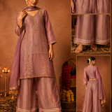 Mauve Embroidered Kurta Set with Farshi Salwar