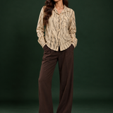 Beige Shimmer Streak Shirt