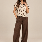 Cream Polka Dot Boxy Crop Shirt