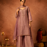 Mauve Embroidered Kurta Set with Farshi Salwar