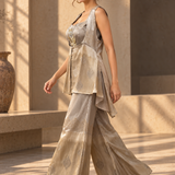 Champagne Zardozi Embroidered Three-Piece Co-ord Set