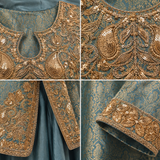 Teal Blue Brocade Embroidered Kurta Palazzo Set