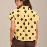 Yellow Polka Dot Boxy Crop Shirt
