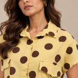 Yellow Polka Dot Boxy Crop Shirt