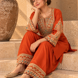 Rust Orange Gota Embroidered Kurta Patiala Set