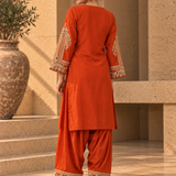 Rust Orange Gota Embroidered Kurta Patiala Set