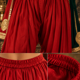 Red Mirror Embroidered Kurta Patiala Set with Green Dupatta