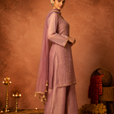 Mauve Embroidered Kurta Set with Farshi Salwar