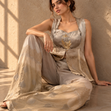 Champagne Zardozi Embroidered Three-Piece Co-ord Set
