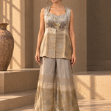 Champagne Zardozi Embroidered Three-Piece Co-ord Set