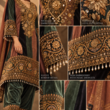Green Rust Colorblock Embroidered Crepe Kurta Palazzo Set with Dupatta