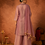 Mauve Embroidered Kurta Set with Farshi Salwar