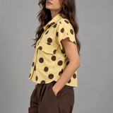 Yellow Polka Dot Boxy Crop Shirt