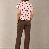 Blush Pink Polka Dot Boxy Crop Shirt