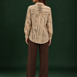 Beige Shimmer Streak Shirt