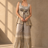 Champagne Zardozi Embroidered Three-Piece Co-ord Set
