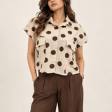 Cream Polka Dot Boxy Crop Shirt