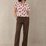 Blush Pink Polka Dot Boxy Crop Shirt