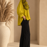 Chartreuse Spiral Ruffle Blouse