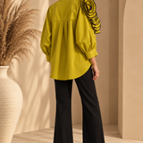 Chartreuse Spiral Ruffle Blouse