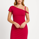 Hot Pink Twist Shoulder Dress