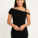Black Twist Shoulder Dress