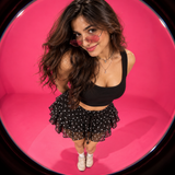 Black Polka Dot Drawstring Tiered Mini Skirt