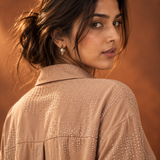 Tan Embellished Dot Shirt