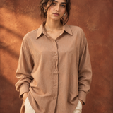 Tan Embellished Dot Shirt