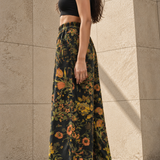Botanical Print Wide-Leg Pants