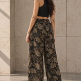 Floral Wide-Leg Drawstring Pants