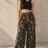 Floral Wide-Leg Drawstring Pants