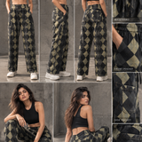Argyle Cargo Wide-Leg Pants