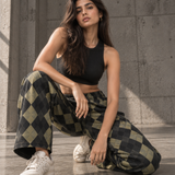 Argyle Cargo Wide-Leg Pants