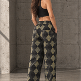 Argyle Cargo Wide-Leg Pants